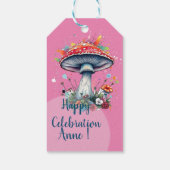 Paddenstoelenbloemen Woodland Kleurrijke Splash Cadeaulabel (Achterkant)