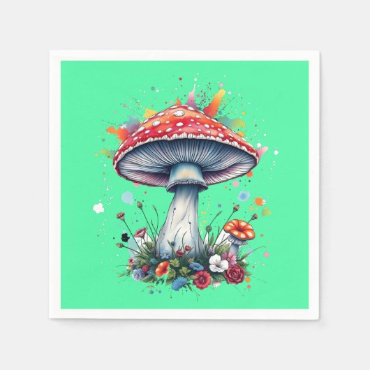 Paddenstoelenbloemen Woodland Kleurrijke Splash Servet (Voorkant)