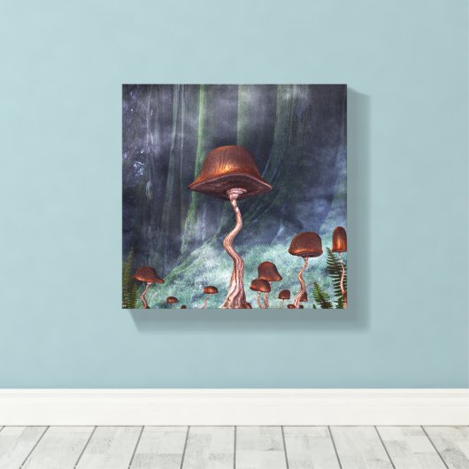 paddenstoelenbos canvas afdruk (Insitu (Houten vloer))