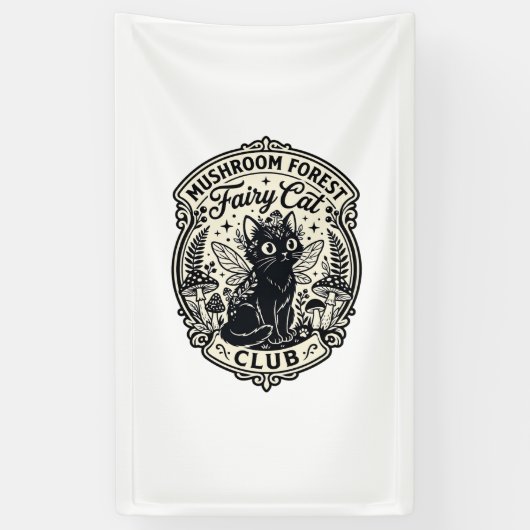 Paddenstoelenbos Fee Kat Grappige Kat Grafisch - P Spandoek (Verticaal)