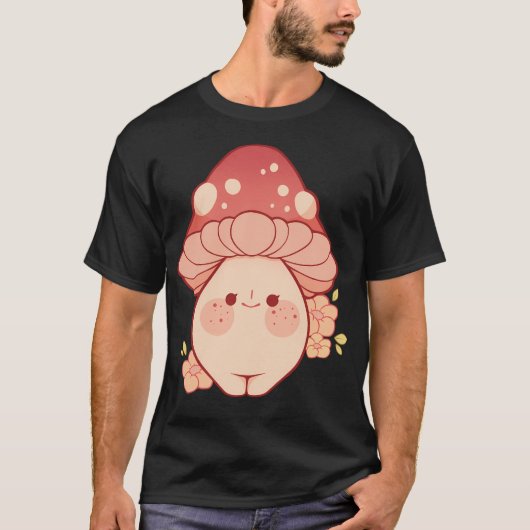 Paddenstoelendame met sproeten en bloemen t-shirt (Voorkant)