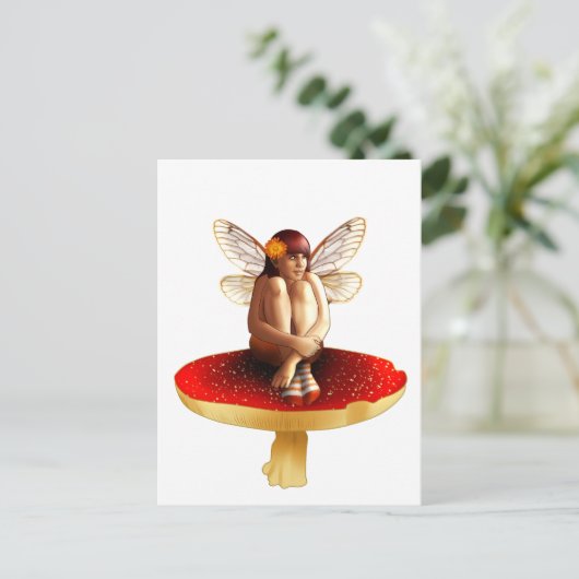 paddenstoelenfee briefkaart (Staand voorkant)