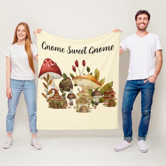 paddenstoelengnoom-betovering fleece deken (In situ)