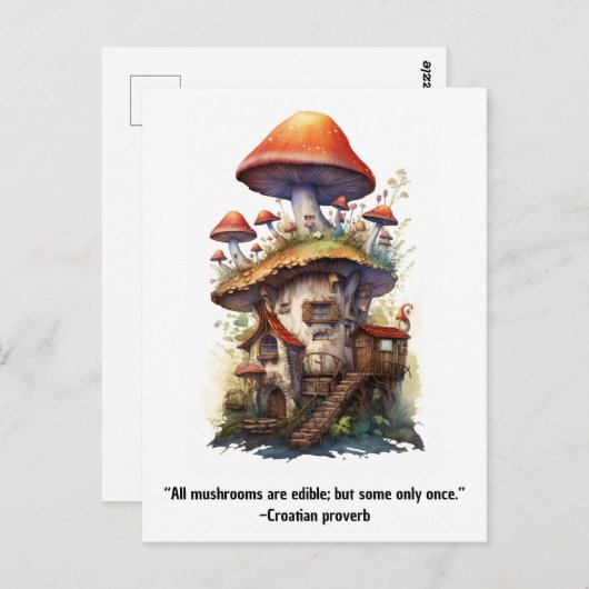 Paddenstoelenhuis Alle paddenstoelen zijn eetbaar Briefkaart (Voorkant / Achterkant)