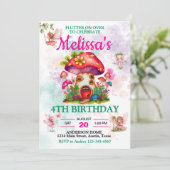 Paddenstoelenhuis en vliegende fee kaart (Staand voorkant)