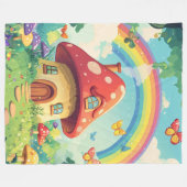 Paddenstoelenhuizen en regenboog 10 fleece deken (Voorkant (Horizontaal))