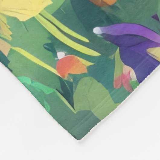 Paddenstoelenhuizen en regenboog 10 fleece deken (Hoek)