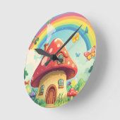 Paddenstoelenhuizen en regenboog 10 ronde klok (Hoek)