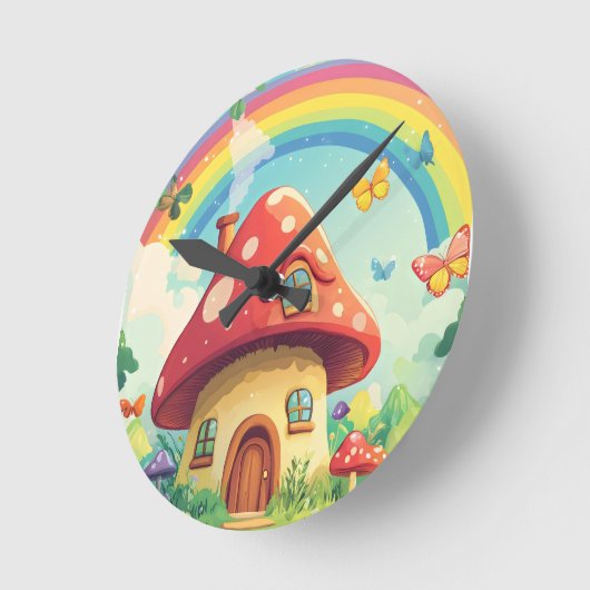 Paddenstoelenhuizen en regenboog 10 ronde klok (Hoek)