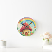 Paddenstoelenhuizen en regenboog 10 ronde klok (Huis)