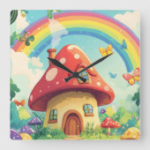 Paddenstoelenhuizen en regenboog 10 vierkante klok (Voorkant)