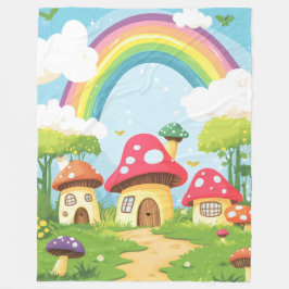Paddenstoelenhuizen en regenboog 11 fleece deken