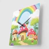 Paddenstoelenhuizen en regenboog 11 vierkante klok (Hoek)
