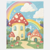 Paddenstoelenhuizen en regenboog 12 fleece deken (Voorkant)