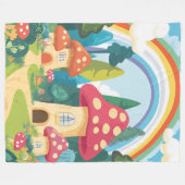 Paddenstoelenhuizen en regenboog 12 fleece deken (Voorkant (Horizontaal))