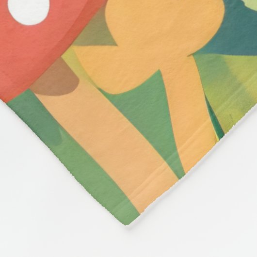 Paddenstoelenhuizen en regenboog 12 fleece deken (Hoek)