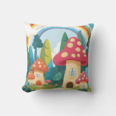 Paddenstoelenhuizen en regenboog 12 kussen (Voorkant)