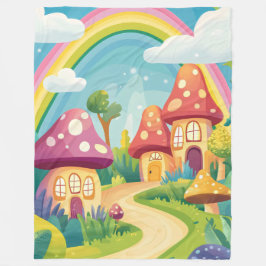 Paddenstoelenhuizen en regenboog 13 fleece deken