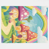 Paddenstoelenhuizen en regenboog 13 fleece deken (Voorkant (Horizontaal))