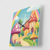 Paddenstoelenhuizen en regenboog 13 vierkante klok (Hoek)