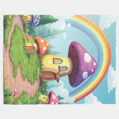 Paddenstoelenhuizen en regenboog 14 fleece deken (Voorkant (Horizontaal))