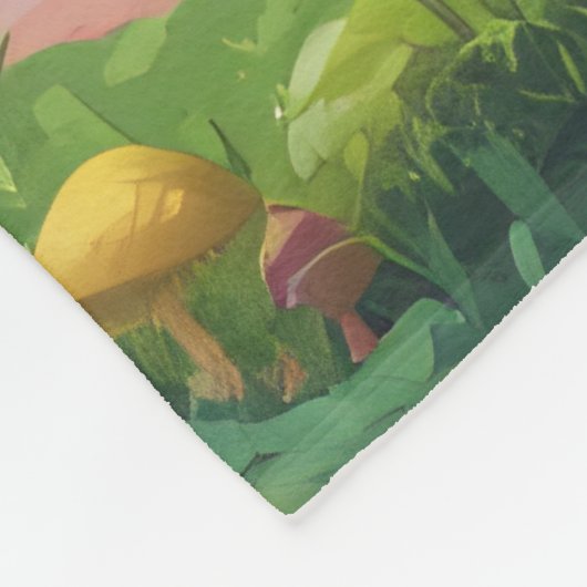 Paddenstoelenhuizen en regenboog 14 fleece deken (Hoek)