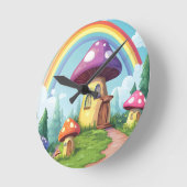 Paddenstoelenhuizen en regenboog 14 ronde klok (Hoek)