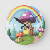 Paddenstoelenhuizen en regenboog 14 ronde klok (Voorkant)