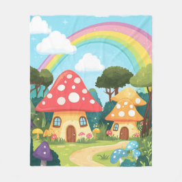 Paddenstoelenhuizen en regenboog 15 fleece deken