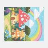 Paddenstoelenhuizen en regenboog 15 fleece deken (Voorkant (Horizontaal))