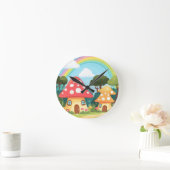 Paddenstoelenhuizen en regenboog 15 ronde klok (Huis)