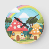 Paddenstoelenhuizen en regenboog 15 ronde klok (Voorkant)