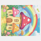 Paddenstoelenhuizen en regenboog 16 fleece deken (Voorkant (Horizontaal))