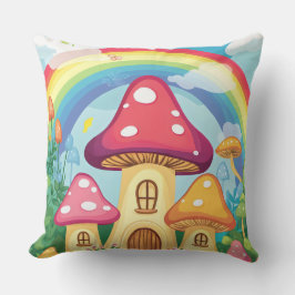Paddenstoelenhuizen en regenboog 16 kussen