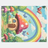 Paddenstoelenhuizen en regenboog 8 fleece deken (Voorkant (Horizontaal))