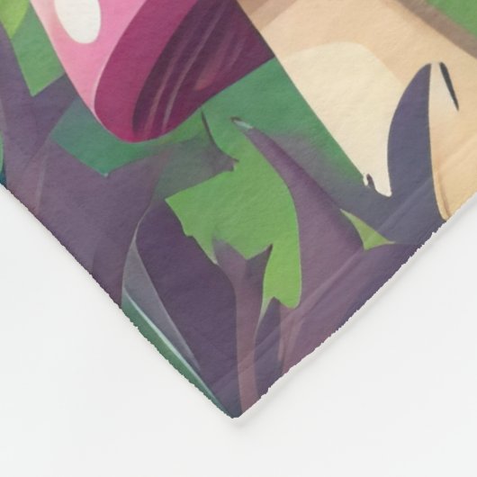 Paddenstoelenhuizen en regenboog 8 fleece deken (Hoek)