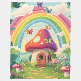 Paddenstoelenhuizen en regenboog 9 fleece deken
