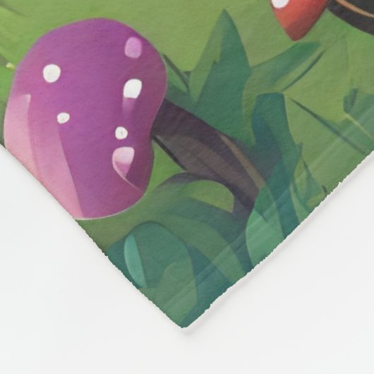 Paddenstoelenhuizen en regenboog 9 fleece deken (Hoek)