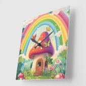 Paddenstoelenhuizen en regenboog 9 vierkante klok (Hoek)