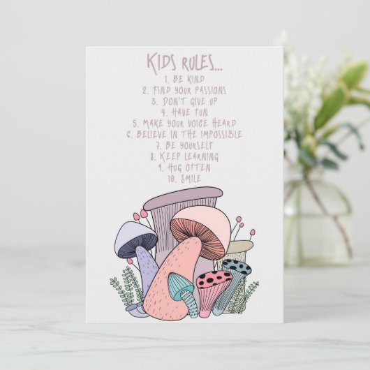 Paddenstoelenjager Paddenstoel En Kinderen Regels Kaart (Staand voorkant)