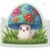 Paddenstoelenkarakter met kleurrijke Stickers (Voorkant)