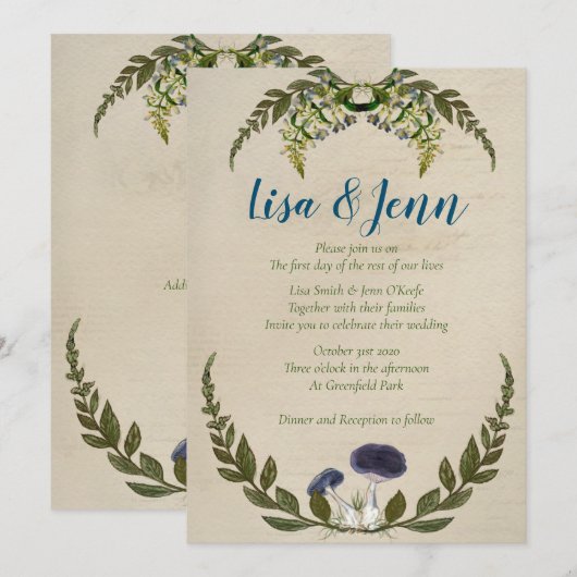  paddenstoelenkooi voor bruiloft kaart (Voorkant / Achterkant)