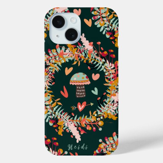 Paddenstoelenkransen en harten Case-Mate iPhone case (Achterkant)