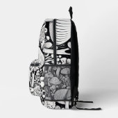 Paddenstoelenlijntekening Bedrukte Rugzak (Rechts)