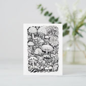 Paddenstoelenlijntekening Briefkaart (Staand voorkant)