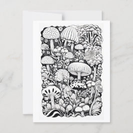 Paddenstoelenlijntekening Briefkaart