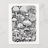Paddenstoelenlijntekening Briefkaart (Voorkant)