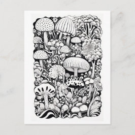 Paddenstoelenlijntekening Briefkaart
