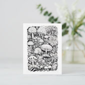 Paddenstoelenlijntekening Klein Briefkaart (Staand voorkant)