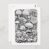 Paddenstoelenlijntekening Klein Briefkaart (Voorkant / Achterkant)